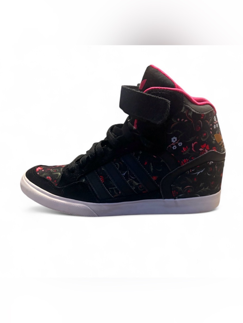 adidas Black and Pink High-Top Sneakers